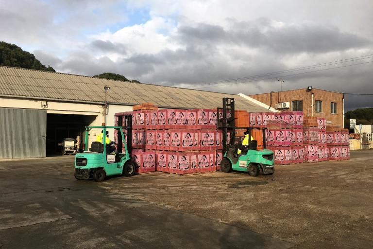 Colocando material un día cualquiera